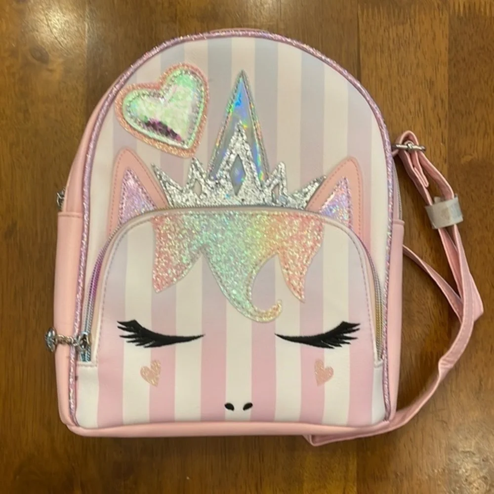 Striped unicorn backpack